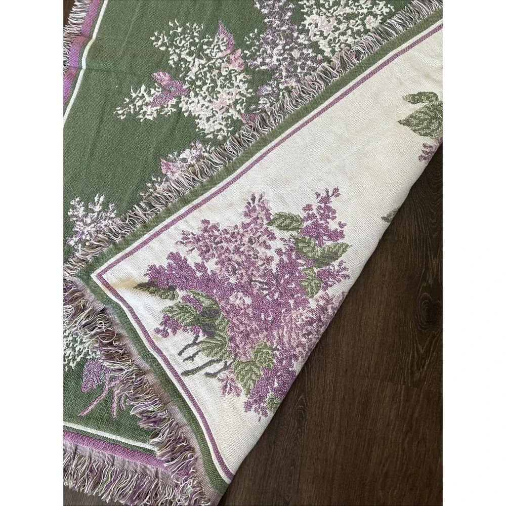 Vintage Beacon Hygrenda Blanket Cottagecore Floral Fringe Woven Throw Shabbychic